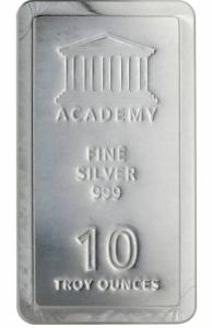 Academy 10 oz Silver Bar - 999 Fine Silver
