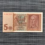 WW2 1942 German 5 Mark Banknote Collectible