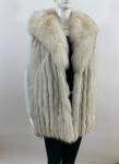 Vintage Blue Fox Fur Vest Coat - Size M