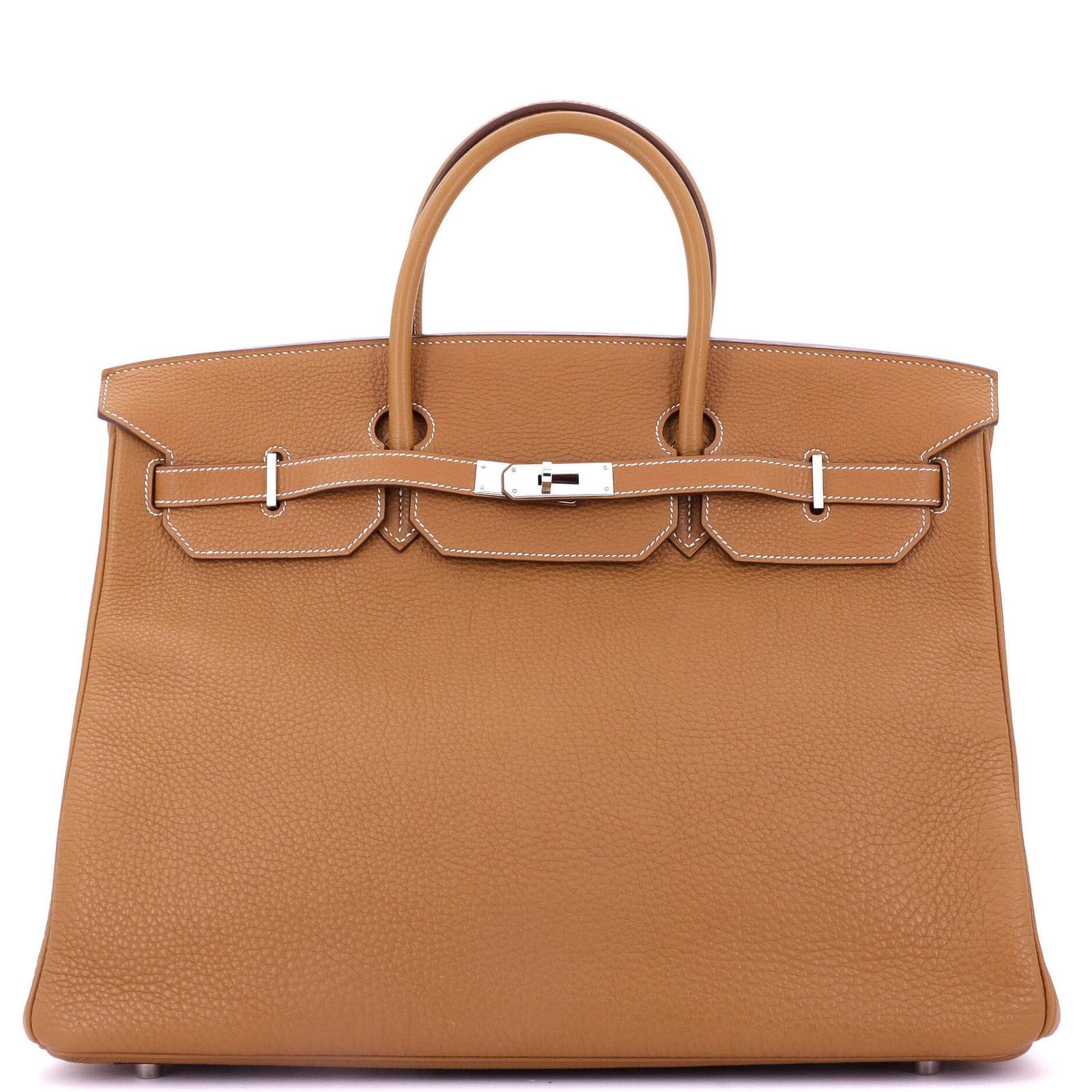 Brown Hermes Birkin 40 Bag with Palladium Hardware