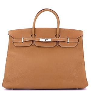 Brown Hermes Birkin 40 Bag with Palladium Hardware