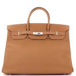 Brown Hermes Birkin 40 Bag with Palladium Hardware
