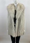 Vintage Blue Fox Fur Vest Coat - Size M