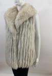 Vintage Blue Fox Fur Vest Coat - Size M