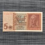 WW2 German 5 Mark Banknote Currency Collectible
