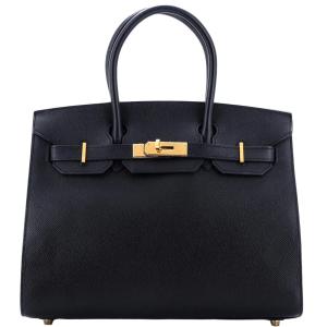 Hermes Birkin 30 Noir Epsom Leather Handbag