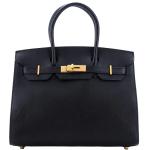 Hermes Birkin 30 Noir Epsom Leather Handbag