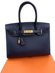 Hermes Birkin 30 Noir Epsom Leather Handbag