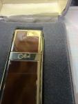 Colibri Electro-Quartz Lighter Gold & Wood Case