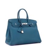 Blue Togo Hermes Birkin Handbag with Palladium
