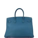 Blue Togo Hermes Birkin Handbag with Palladium