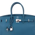 Blue Togo Hermes Birkin Handbag with Palladium