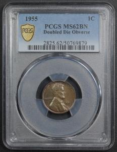 1955 Lincoln Wheat Cent Double Die Obverse