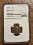 1955-S Lincoln Wheat Cent Penny NGC AU58