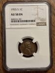 1955-S Lincoln Wheat Cent Penny NGC AU58