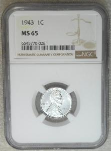 1943 P Lincoln Steel Cent MS65 Super Luster
