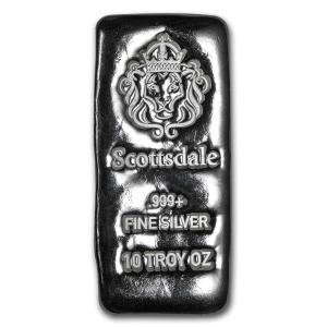 Scottsdale Mint 10 Ozt Silver Bar - Poured