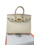 Hermes Birkin 25 Craie Leather Handbag