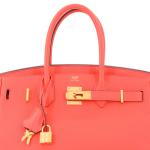 Red Hermes Birkin 30 Epsom Handbag with Gold