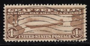 US Airmail Stamp Scott C14 Brown Zeppelin