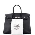 Black Hermes Birkin 35 Handbag with Palladium Hardware