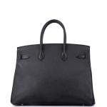 Black Hermes Birkin 35 Handbag with Palladium Hardware
