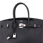 Black Hermes Birkin 35 Handbag with Palladium Hardware