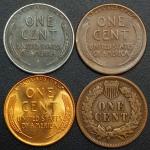 Indian Head Penny, WW2 Steel Cent, Wheat Cent Set