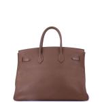 Brown Hermes Birkin 35 Handbag with Gold Hardware