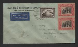 1929 Graf Zeppelin Cover with US and Germany Stamps