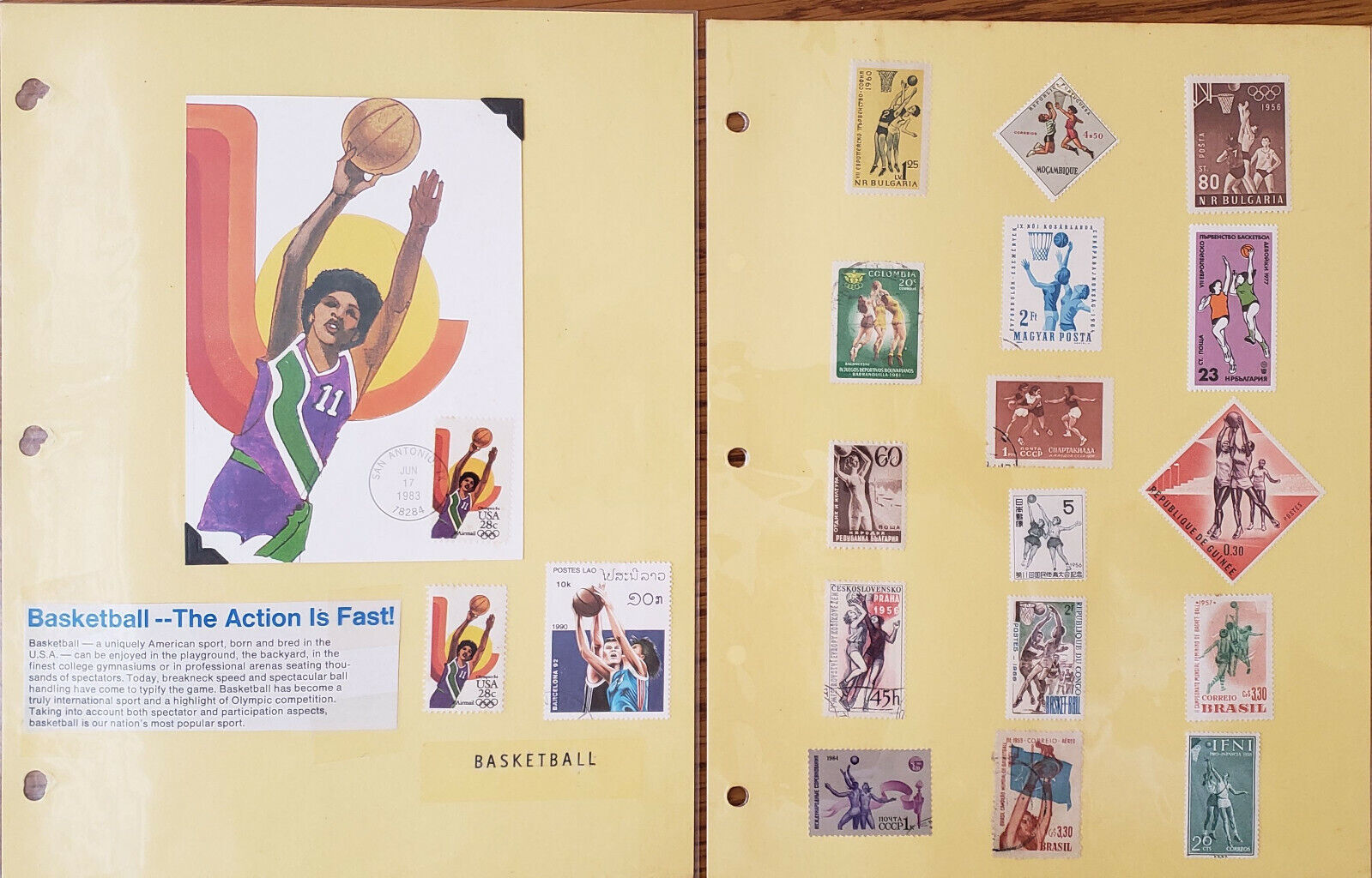 Women's Athletic Stamp Postcard Collection: Basketball Volleyball Tennis