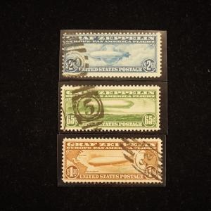 1930 Graf Zeppelin Complete 3 Stamp Set