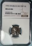 1955 Lincoln Cent Doubled Die NGC MS63 Brown