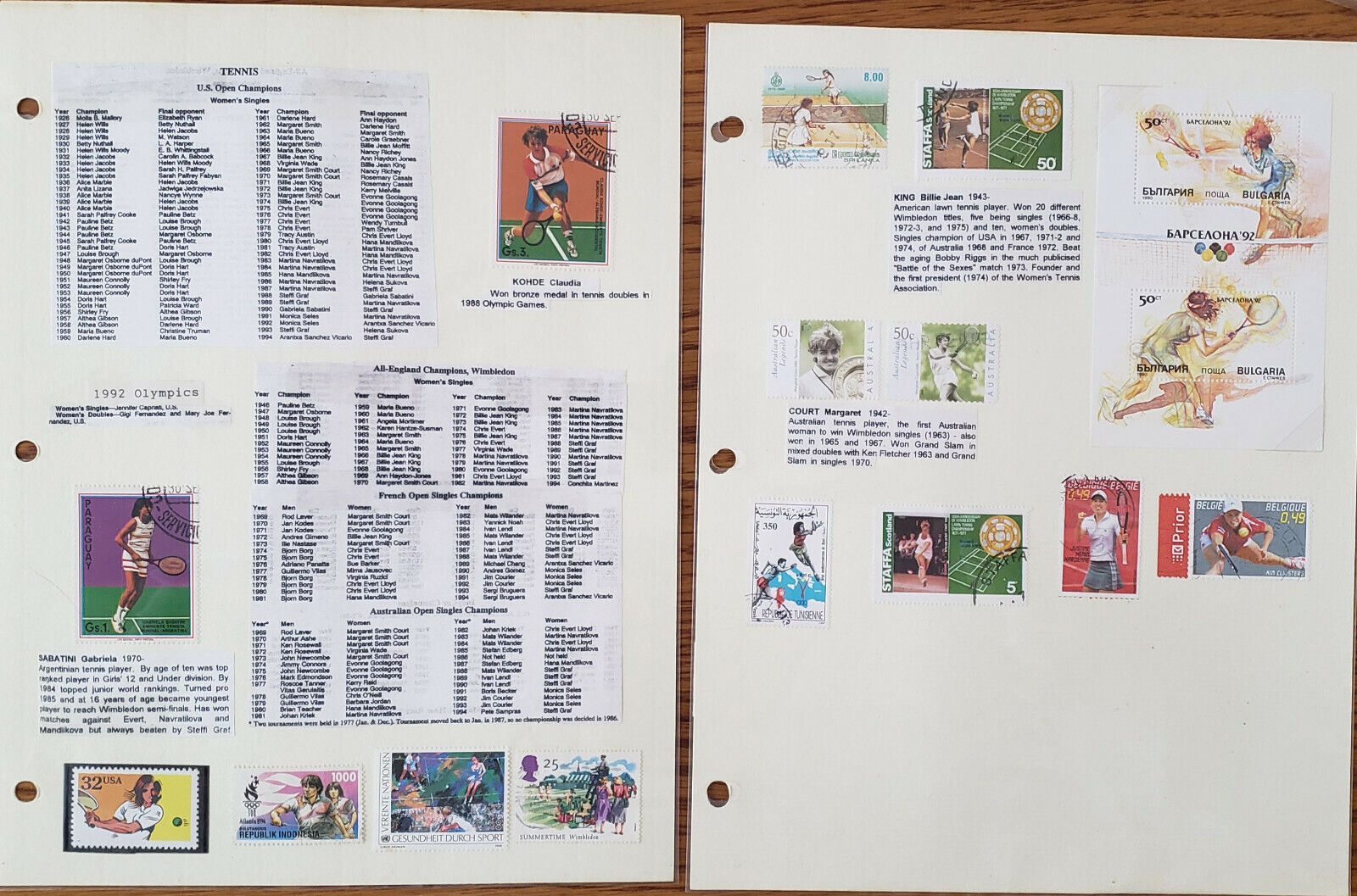 Women's Athletic Stamp Postcard Collection: Basketball Volleyball Tennis