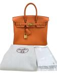 Hermes Birkin 25 Orange Togo Leather Handbag