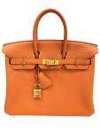 Hermes Birkin 25 Orange Togo Leather Handbag