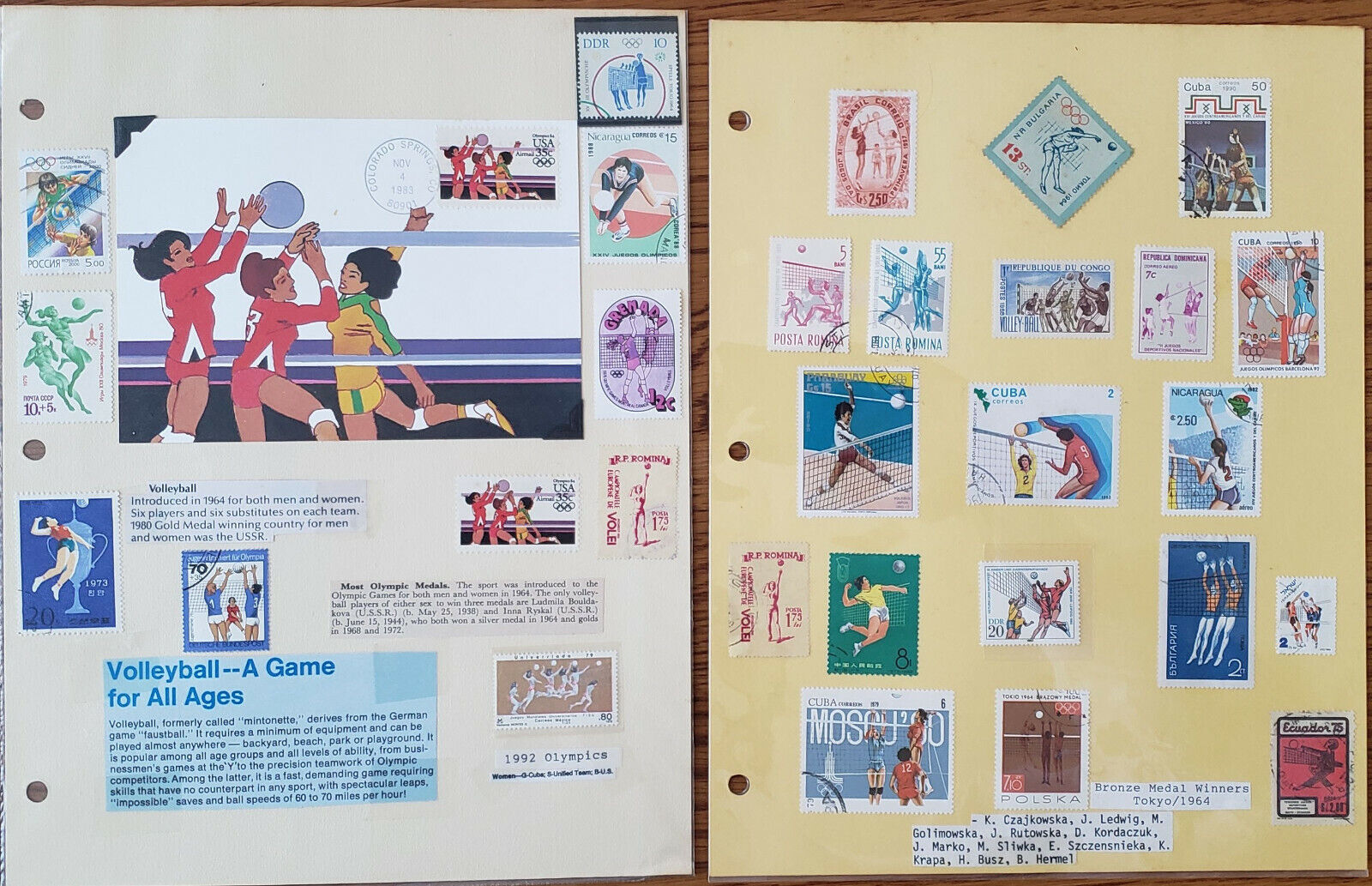 Women's Athletic Stamp Postcard Collection: Basketball Volleyball Tennis
