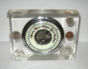 Lufft Germany Barometer with 1964 Silver Coins