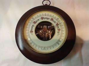 West German Mahogany Frame Brass Barometer