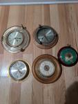 Set of 5 Vintage Brass Nautical Clocks