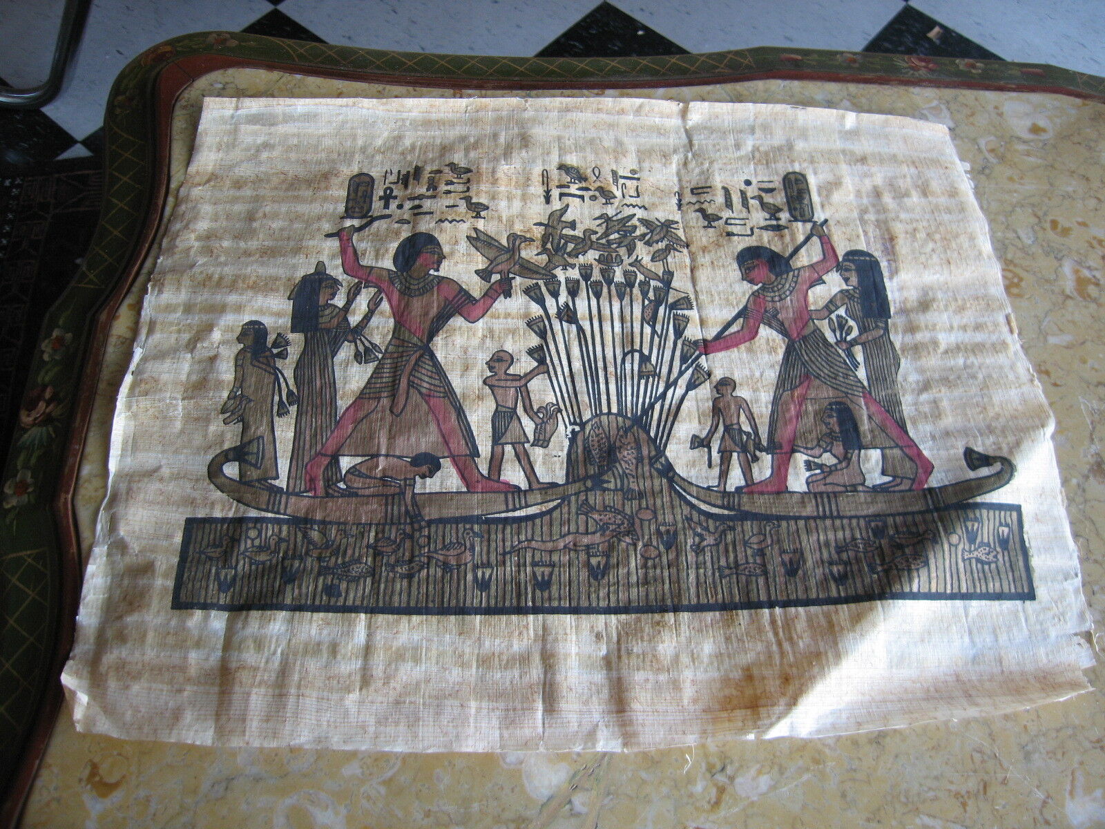 Unsigned Vintage Egyptian Papyrus Painting