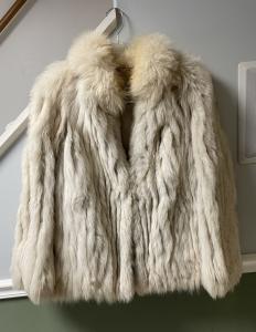 Beige and Light Gray Fox Fur Coat, Medium