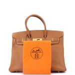 Brown Hermes Birkin 35 Handbag with Gold Hardware