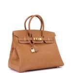 Brown Hermes Birkin 35 Handbag with Gold Hardware