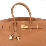 Brown Hermes Birkin 35 Handbag with Gold Hardware