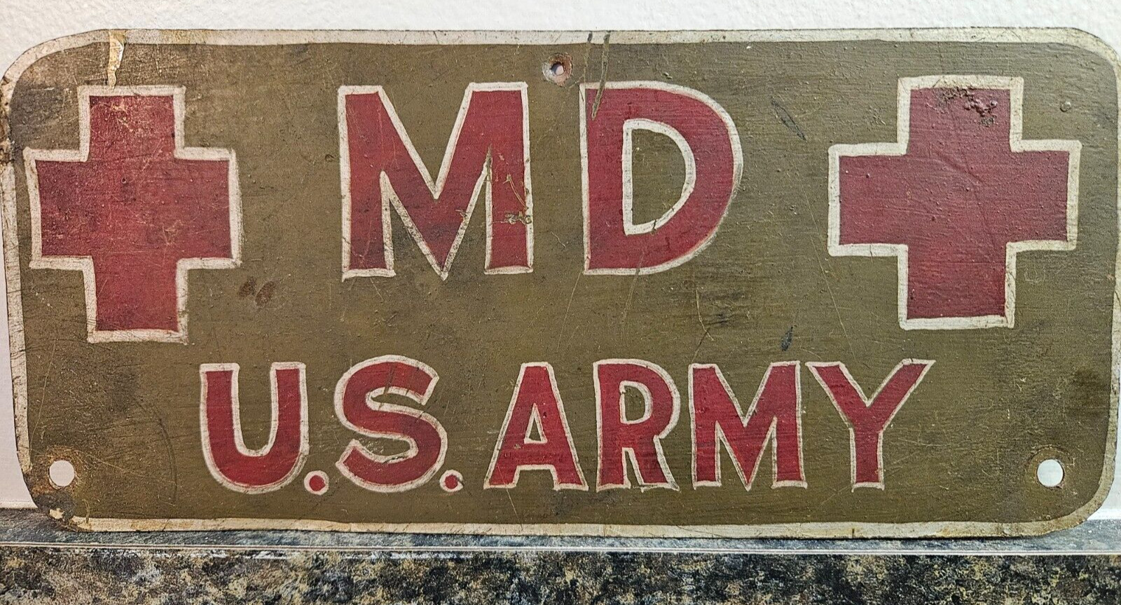 Vintage Metal Army Medical Doctor Sign (Lot 107)