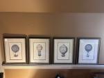 Framed Antique Hot Air Balloon Pictures, c1900-1910