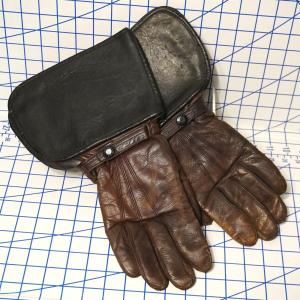 Vintage Leather Gauntlet Motorcycle/Aviator Gloves