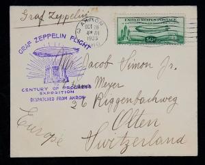 1933 Graf Zeppelin C18 Cover from Akron to Switzerland