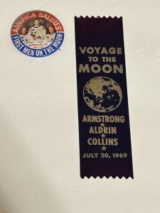 Apollo 11 Pinback & Ribbon, 1969 Moon Landing